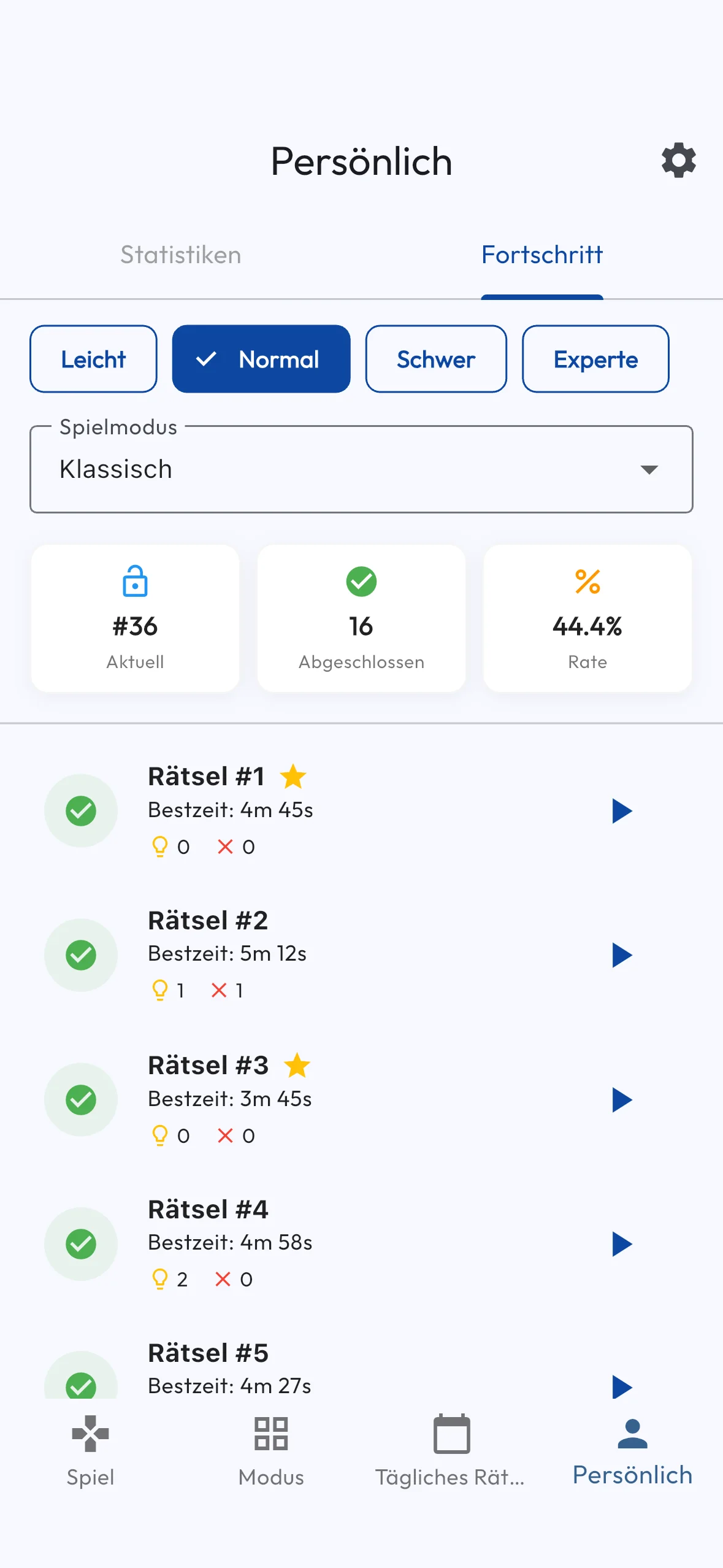 Verfolge deinen Fortschritt und Statistiken