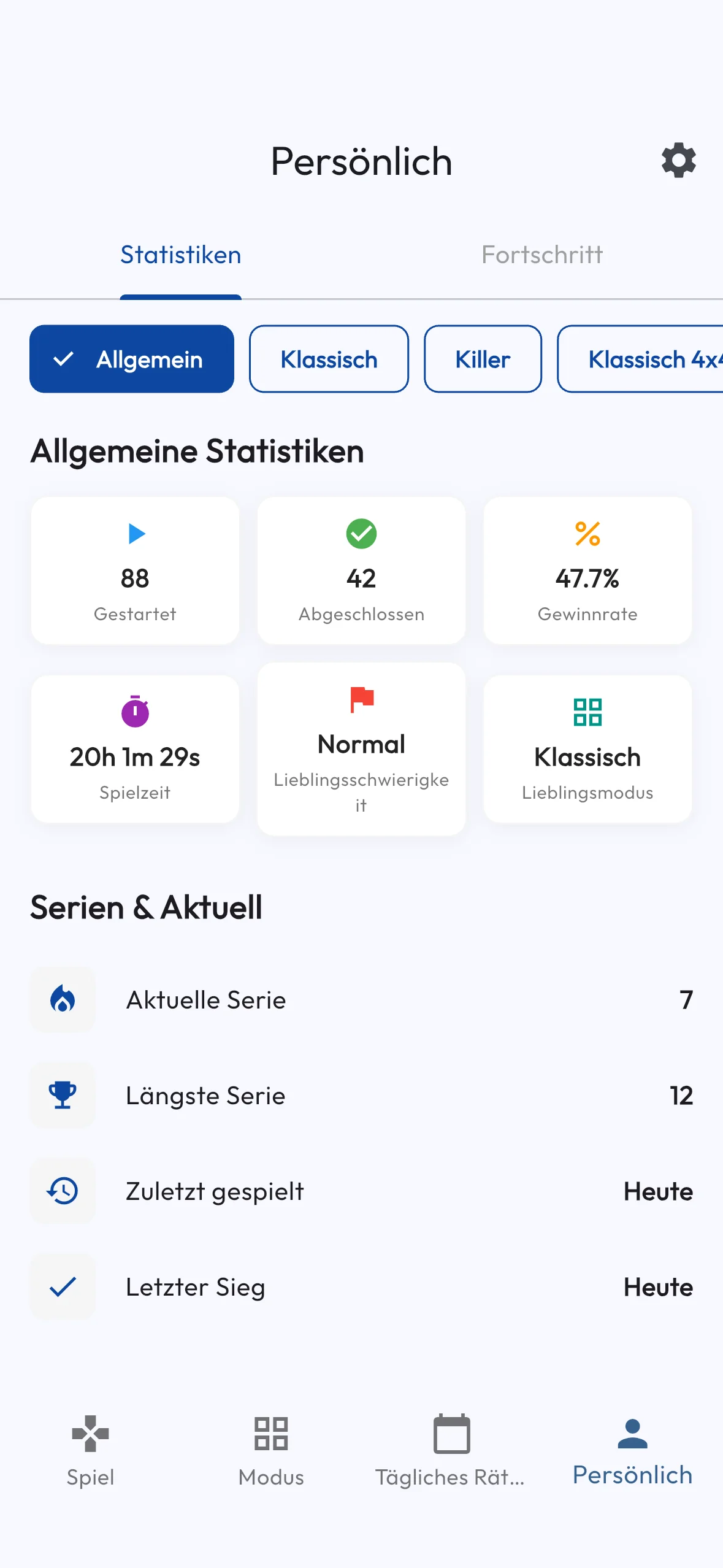 Verfolge deinen Fortschritt und Statistiken